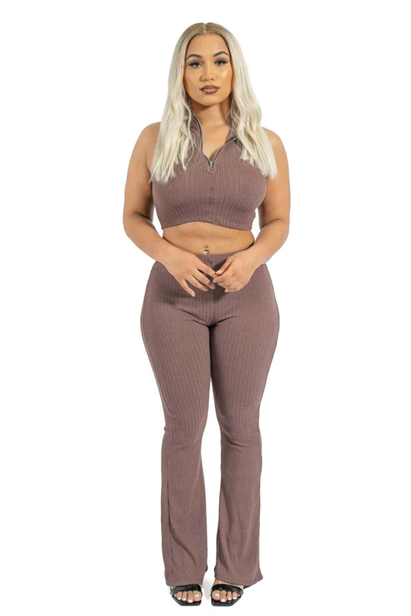 TAUPE CROP TOP & PANT SET